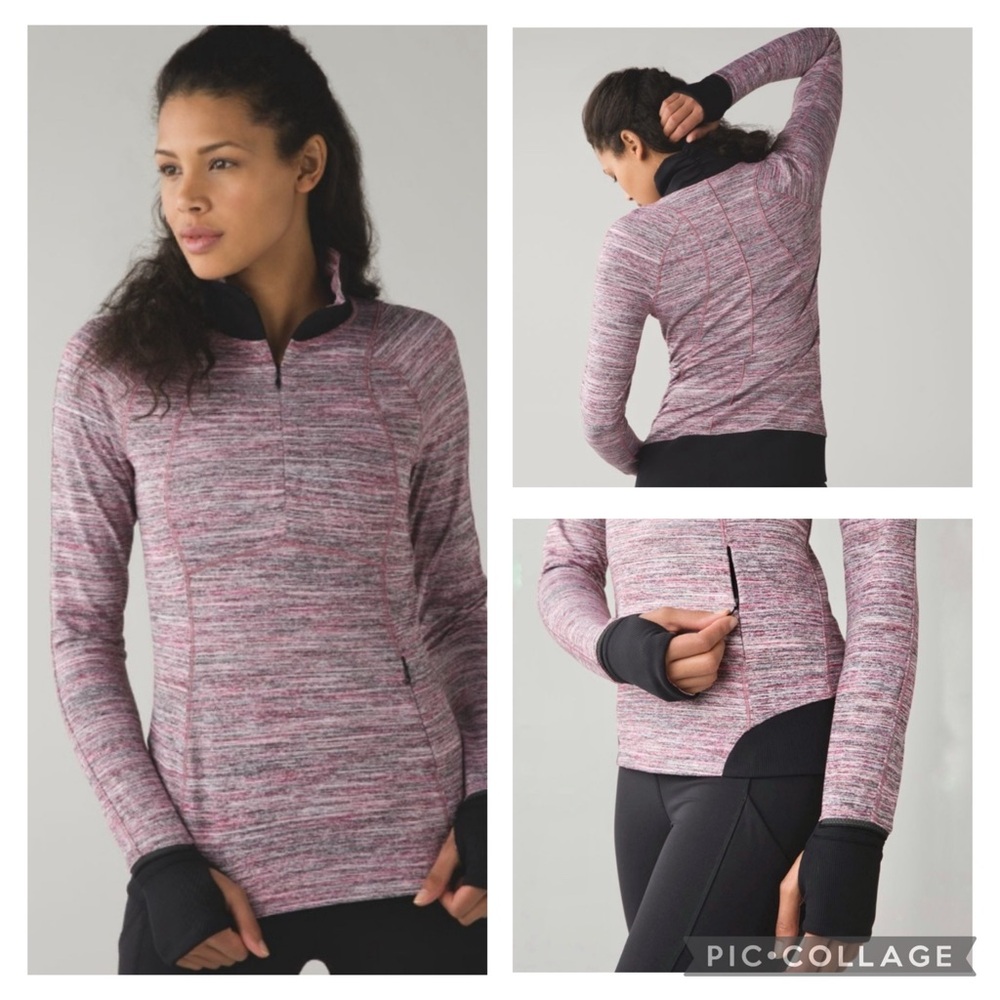 LULULEMON Runderful 1/2 Zip Space Dye Camo Berry Rumble Multi / Black Size 6